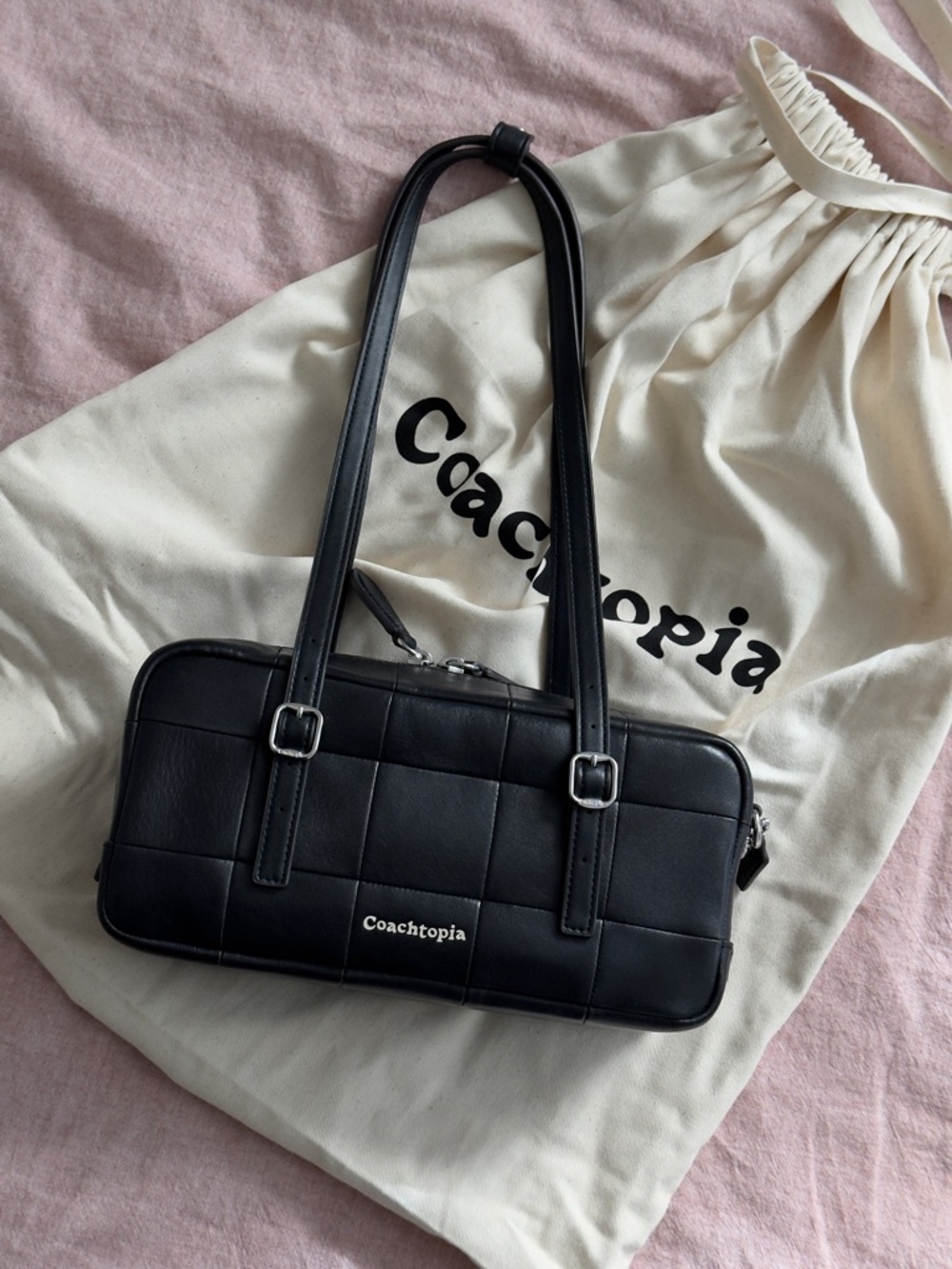 Coach Coachtopia Black Quilted Leather Satchel Shoulder Bag